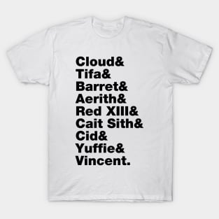 Final Fantasy 7 Characters (Black Text) T-Shirt